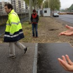 2 zones séparées par une bande de pavés